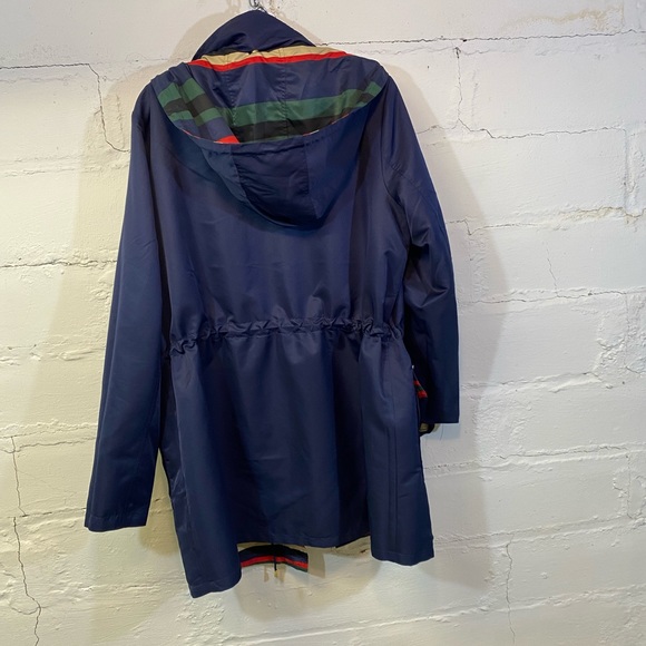 C Wonder Bright Stripe 3/4 Length Reversible (Navy)Jacket Pockets Adjust Waist - Picture 8 of 10